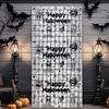 2M Halloween Party Backdrop Scary Skull Skeleton Foil Curtains for Halloween Indoor Outdoor Home Decoration Photo Booth Props