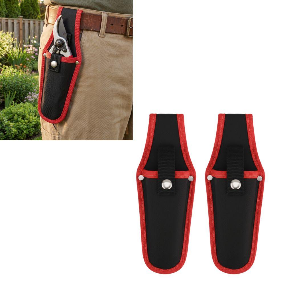 2PCS Canvas Pruning Shears Pouch Lightweight Portable Scissor Holder with Buckle Red Scissor Belt Pouch