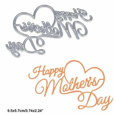 Happy Mother's Day Cutting Dies Metal Stencil DIY Scrapbooking Album Paper Card Embossing Craft Die Cut Greeting Letter Word