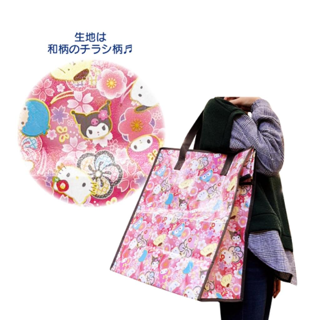 Hatayama Shoji Shopping Japanese Sanrio H45 x W40 x 64201950 Bag, Medium, Pattern, Characters, Red, Approx. D19cm,