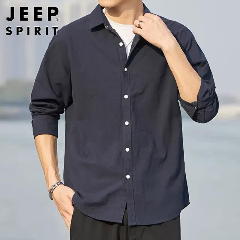 JEEP SPIRIT Men's Long-Sleeve Cotton Casual Shirt