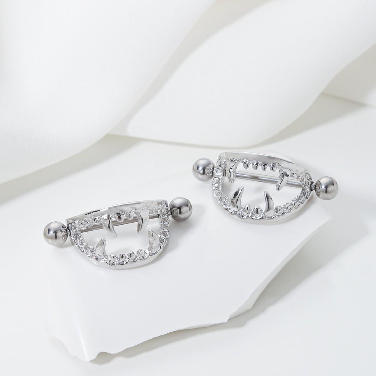 

Геометрическое преувеличение мода пирсинг ювелирные изделия грудь гвоздь инкрустированный цирконий жемчуг дизайн соска кольцо универсальный