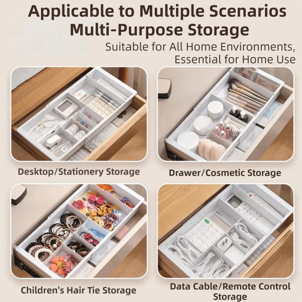 Adjustable Telescopic Drawer Storage Container Plastic Retractable Telescopic Box  Desktop Storage