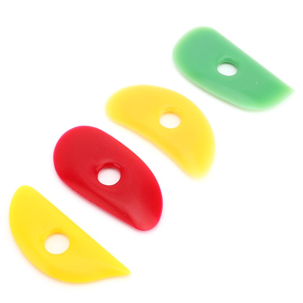 4 Pieces Soft Beginner Pottery Tool Set 4 Silicone Ribs Easy Grip No Deform for Hand Building Smoothing Clay Ideal for Schools