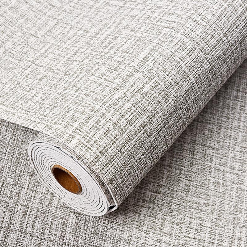 Faux Linen Textured Wallpaper Removable Self Adhesive Stick Contact Paper Wall Door for Accent Wall Bedroom Decoration Stickers