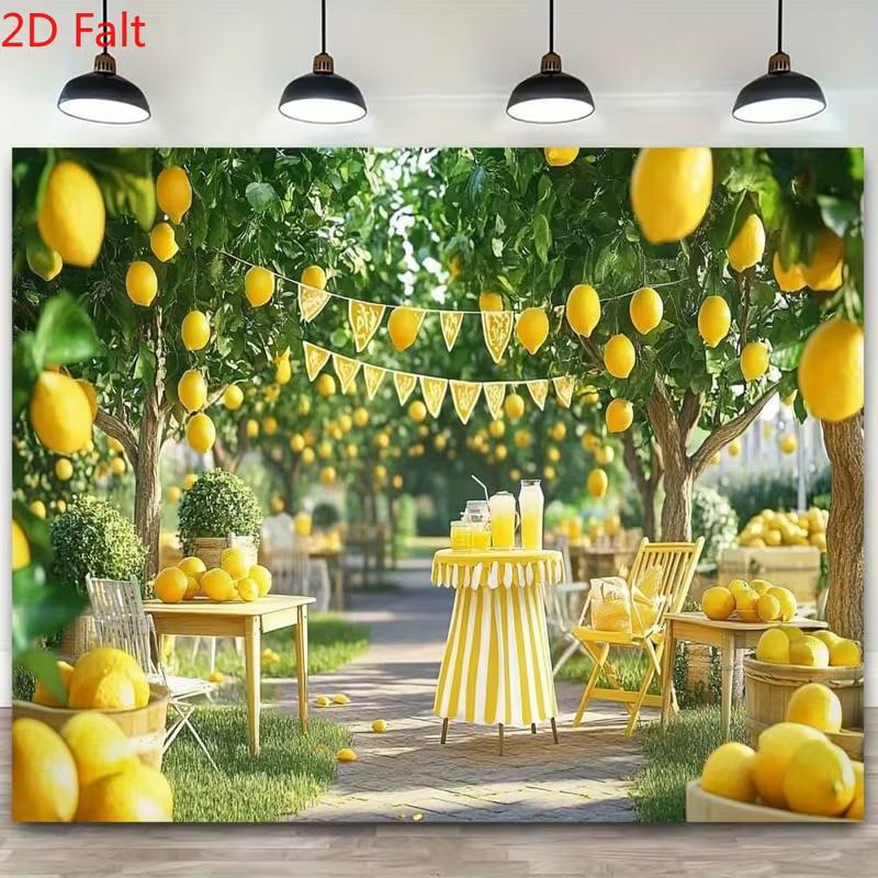 2D Fresh Lemon Orchard Backdrop for Photo Shoot Summer Party Lemonade Stand Background