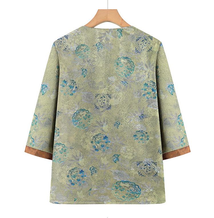 Stylish Chinese-Inspired Summer Top for Elderly Women – Loose Fit, Three-Quarter Sleeves