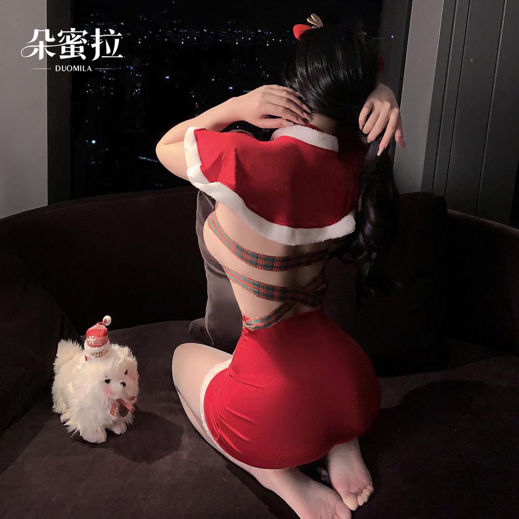 Christmas carnival night sexy cos little maid uniform suit elk snow rabbit pure lust lingerie