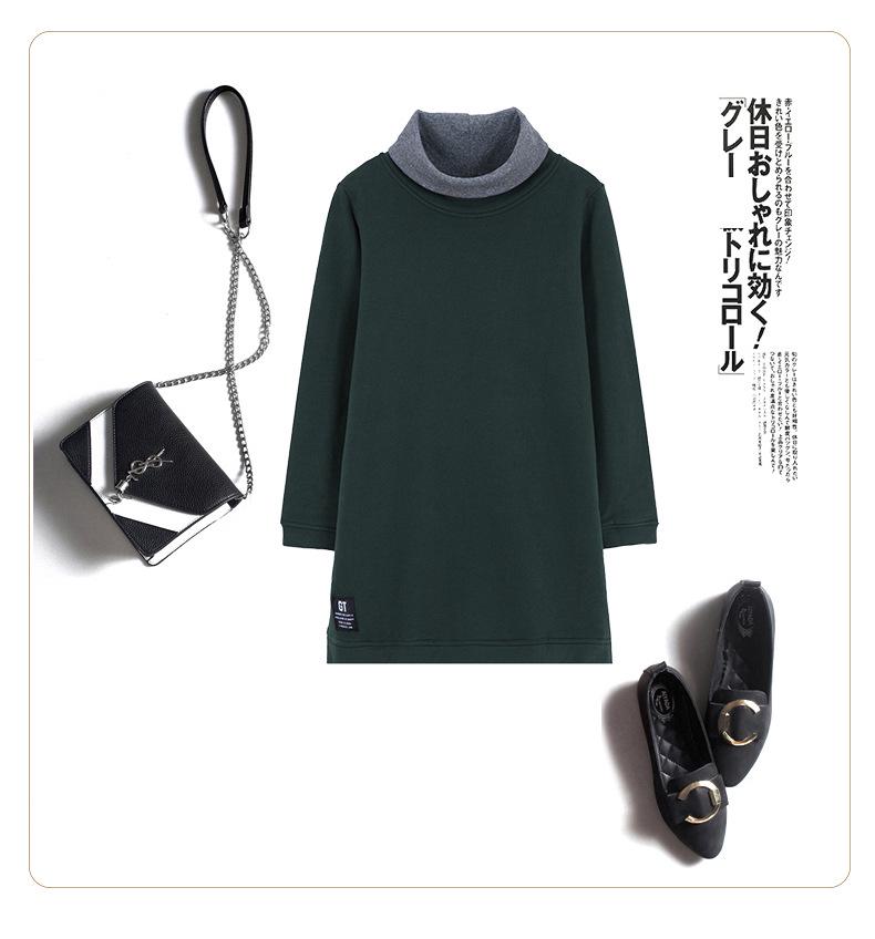 2024 Women's Korean Style High Neck Fleece Sweatshirt, Winter Thickened Mid-Length Loose Fit for Tummy Coverage