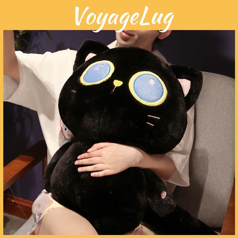 Black Cat Plush Toy Stuffed Animal With Pp Cotton Filling For Kids Bedroom Decor
