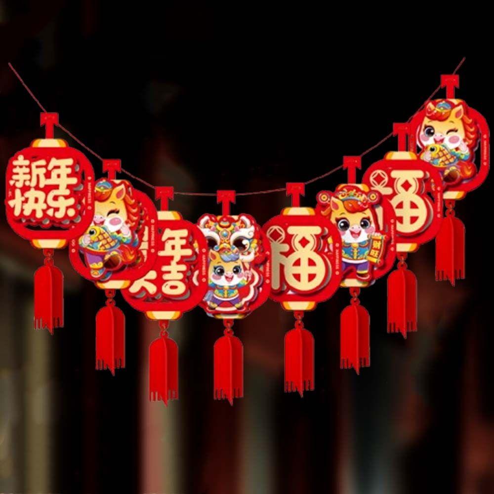 Cartoon Horse Year Ceiling Decoration Chinese Style Bunting Garland Holiday Celebration