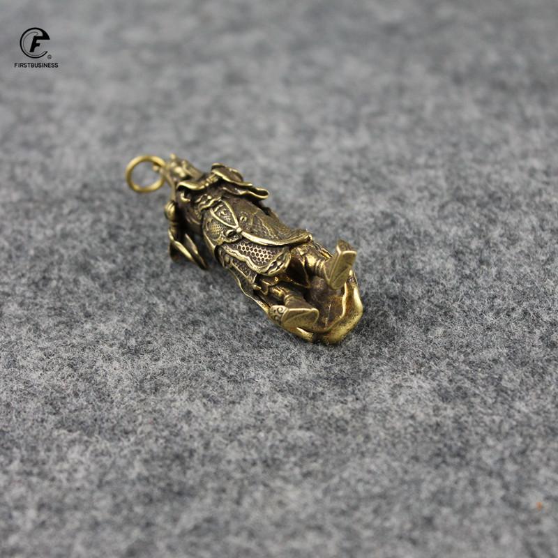 Copper Guan Gong Small Statue Ornaments Home Decoration Accesories Chinese God of Wealth Feng Shui Figurines Key Chains Pendants