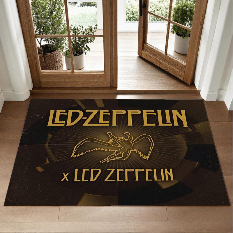 Led Zeppelin Design Crystal Velvet Rug Soft Decorative Mat for Bedroom Entrance