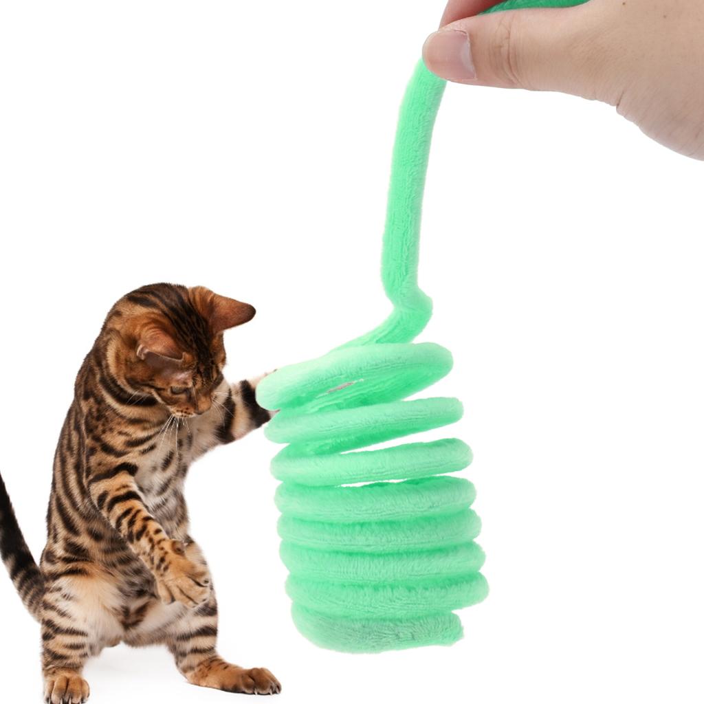 Cat Spring Toys Safe and NonToxic Chewable Improve Health Spring Plush Cat Toys for Kittens(Green )