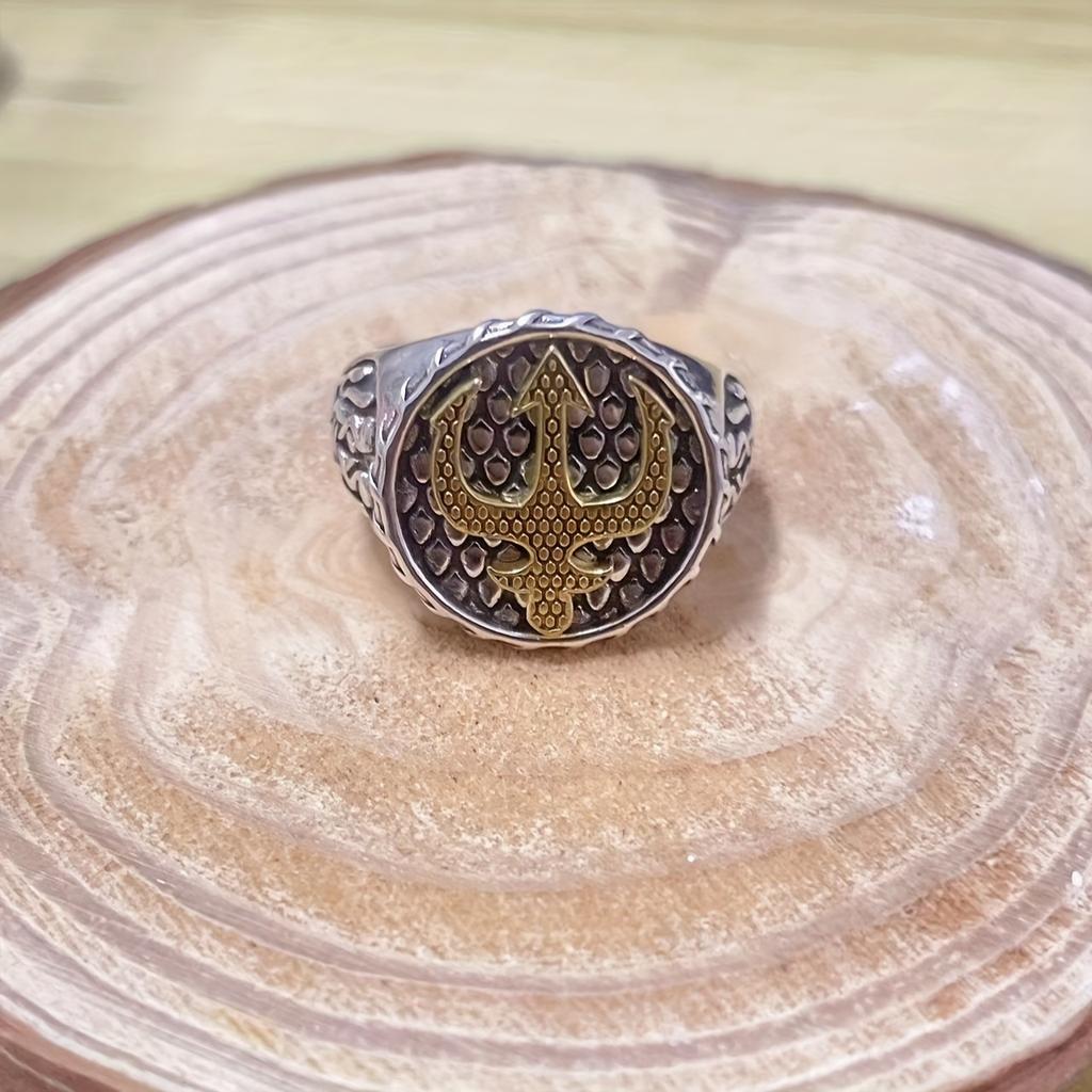New Neptune Trident Handsome Ring Versatile Retro Trendy Boys Open Adjustable Ring