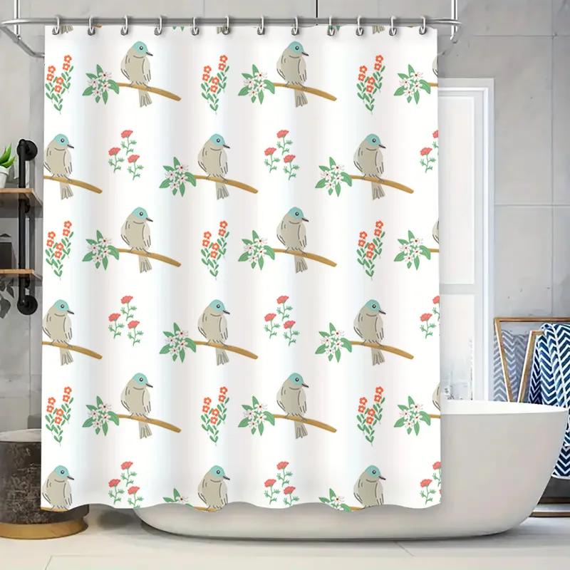 

Vintage Charming Floral Birds Bath Shower Curtain for Bathroom Decor White Blue Green Pink Red Colorful Pattern W90xH180cm