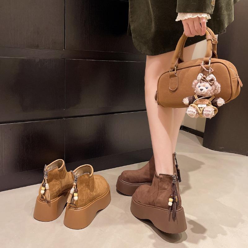 Martin boots women's autumn and winter new thick-soled small man height increase versatile short boots retro