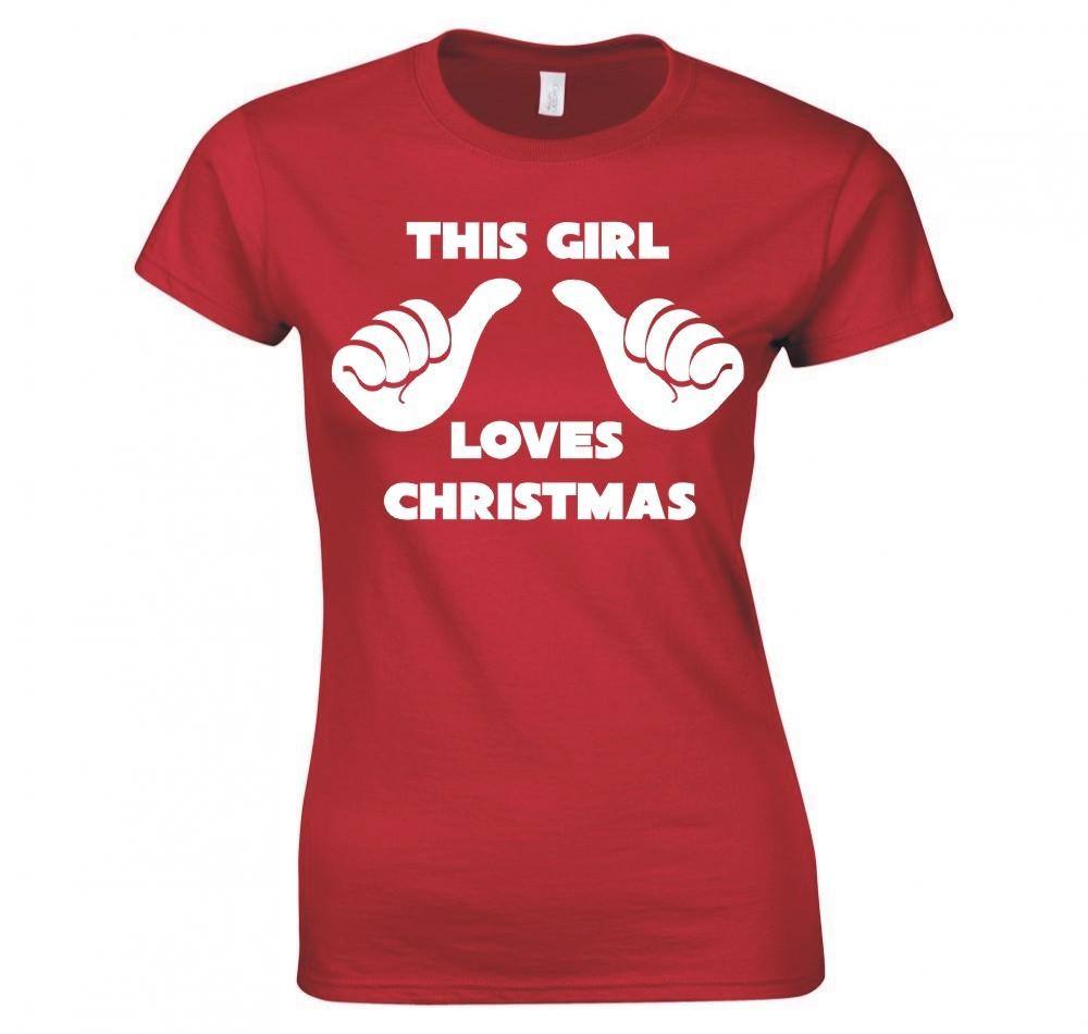 Festive This Girl Loves Christmas Ladies Skinny Fit TShirt S