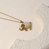 Golden Elephant Pendant Necklace – Stainless Steel Patchwork with Adjustable Clavicle Chain