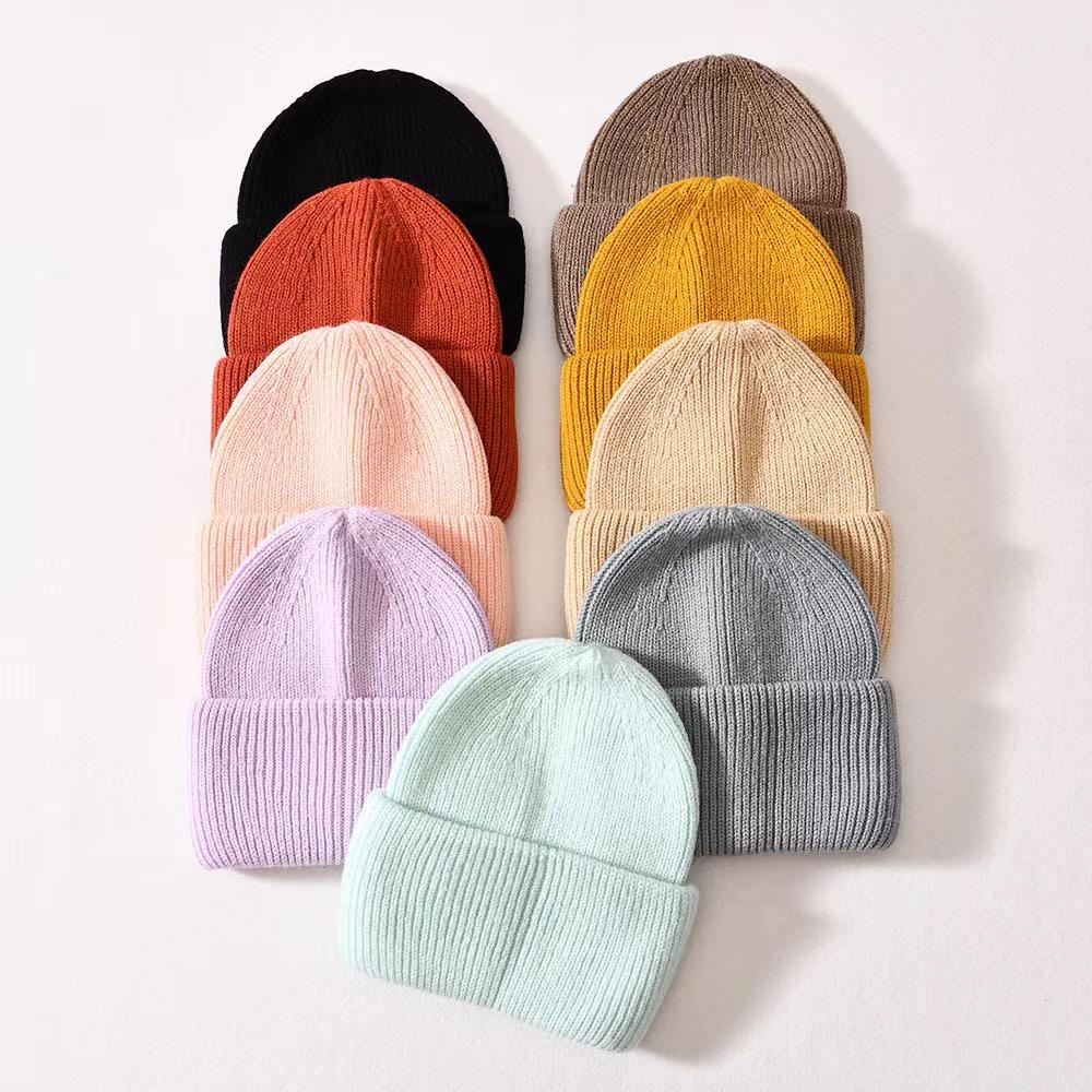 Unisex Luxury Fluffy Winter Wool Cashmere Knit Beanie Ribbed Striped Skully Hat Custom Logo for Men Women's Beach Wear