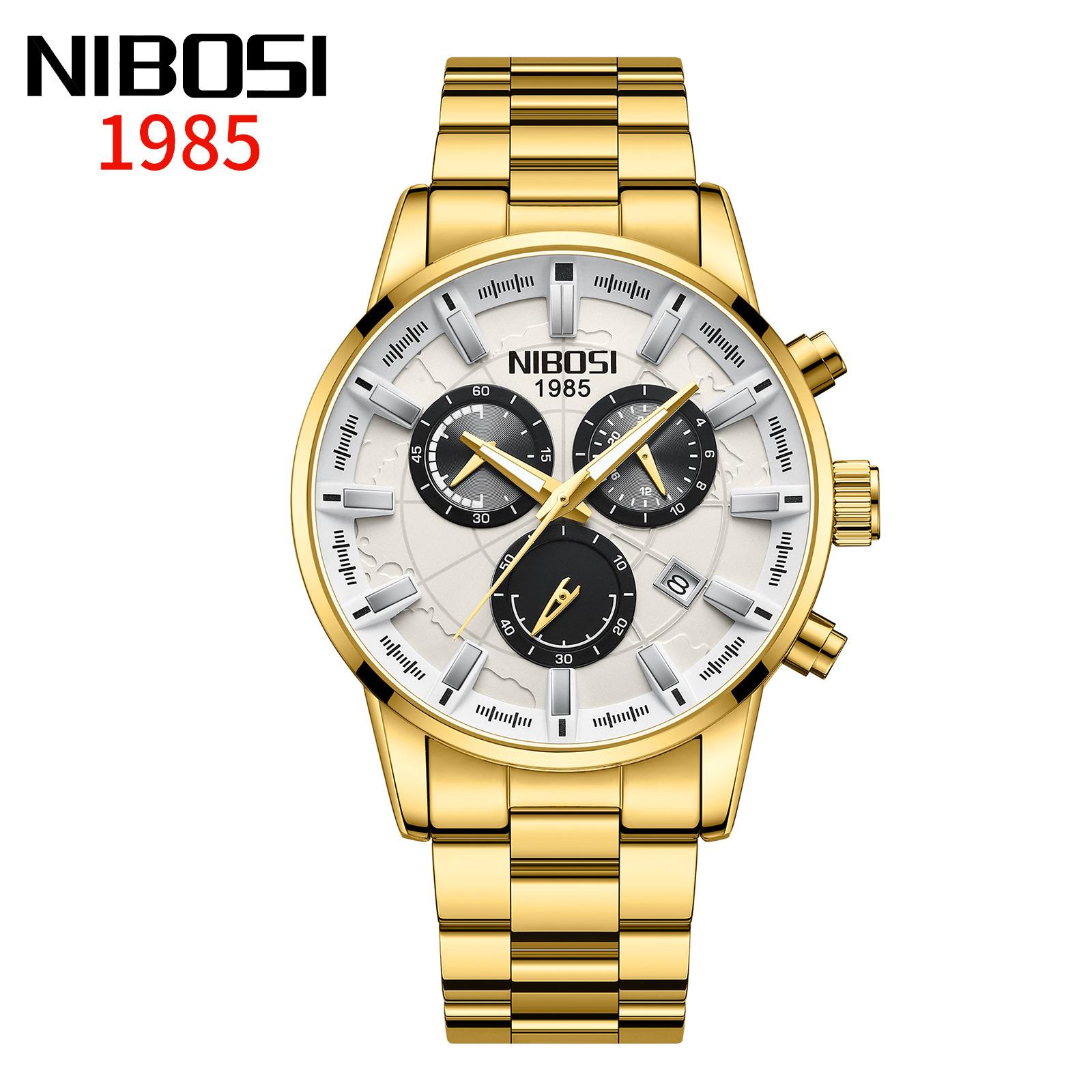 

Новые модные мужские часы NIBOSI Creative Earth Literal с календарем, кварцевые часы с твердым стальным ремешком