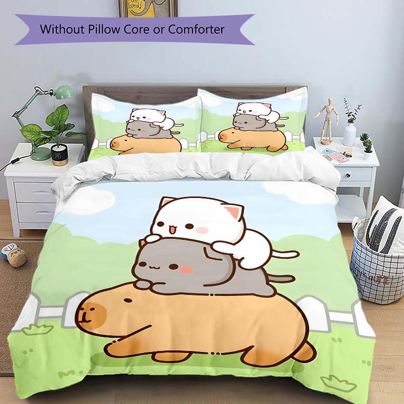 Cats Piggy Back Print 3Pcs Bedding Setduvet Cover With 2 Bedropillowcase Home Birthday Gift