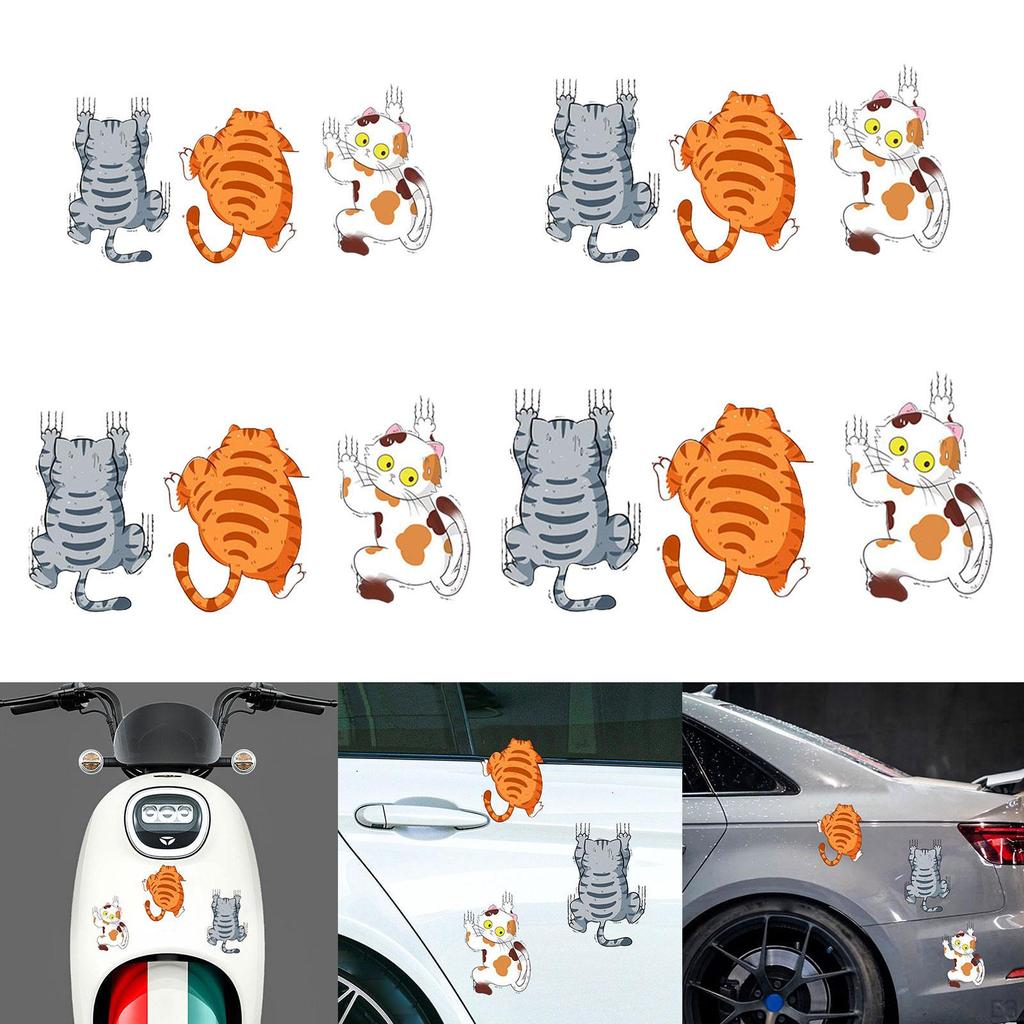 3Pcs Creative Funny Cat Car Decal Stickers, Scratch Vinyl Stickers Decor