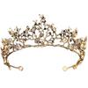 Baroque Style Bridal Crown Headpiece Alloy Gold Plated Wedding Hair Accessory With Comfortable Elastic Band