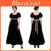 Regency Style Long Dress With Bubble Sleeves In Multiple Colors For Historical Reenactments And Events