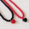 2024 Red Heart Beaded Choker Necklace - Women's Niche Design for New Year's Eve