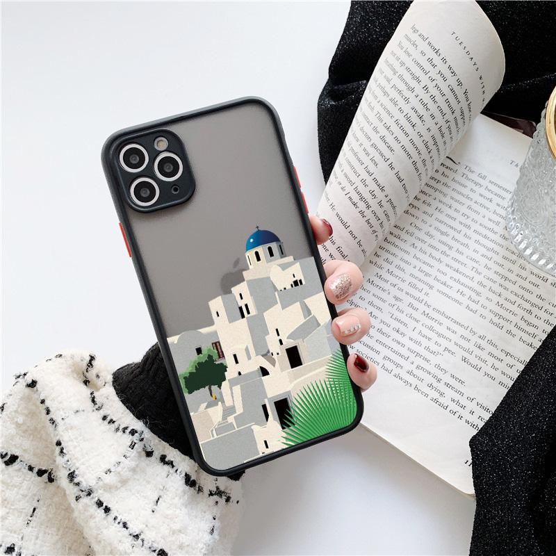 Oia Santorini Greece Church Hand Painted Print Phone Case for iPhone 15 14 11 12 13 Pro Max 6s 7 8 Plus SE2 X XR XS MAX Cover
