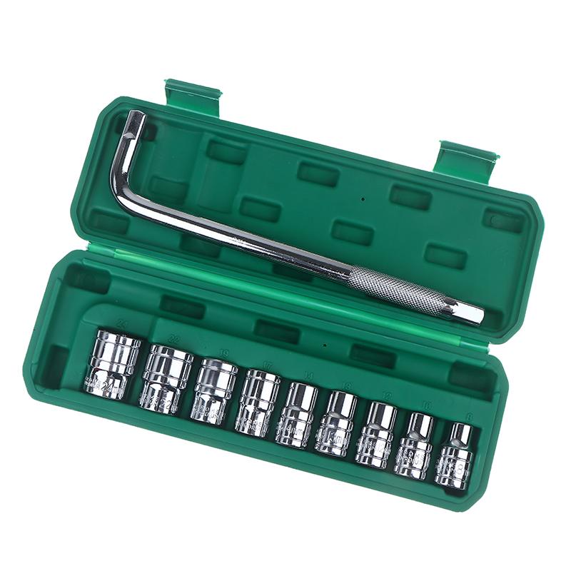 10Pcs/Set 1/2-inch Drive Socket Wrench Set Quick Released Hex Ratchet Handle With Bent Rod Mechanic Tool Kit