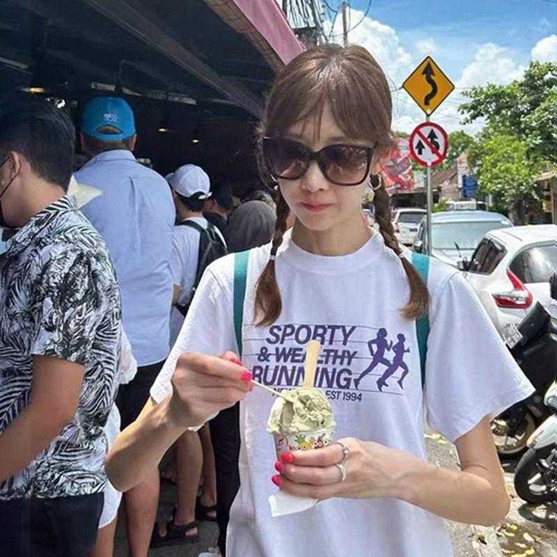 

White Short-Sleeved T-shirt for Women 2025 New Arrival Summer Loose Pure Cotton Shoulder Small White XXL