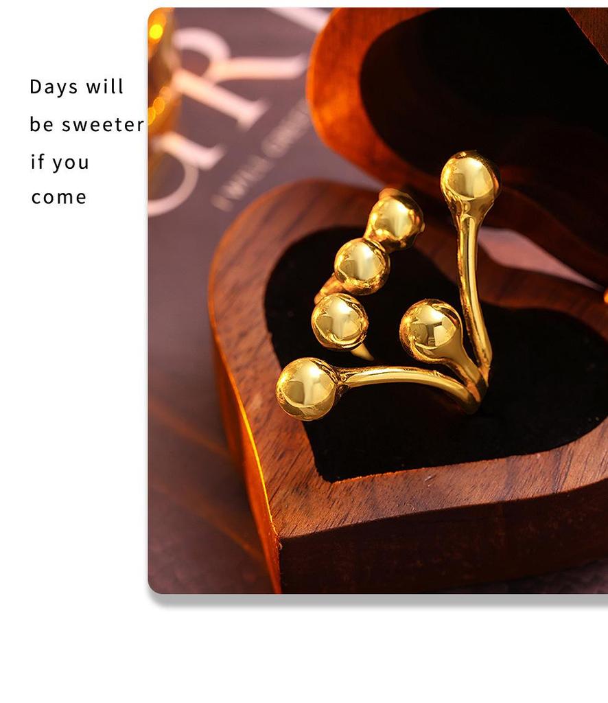 18K Gold-Plated Creative Titanium Steel Ring with Spherical Design