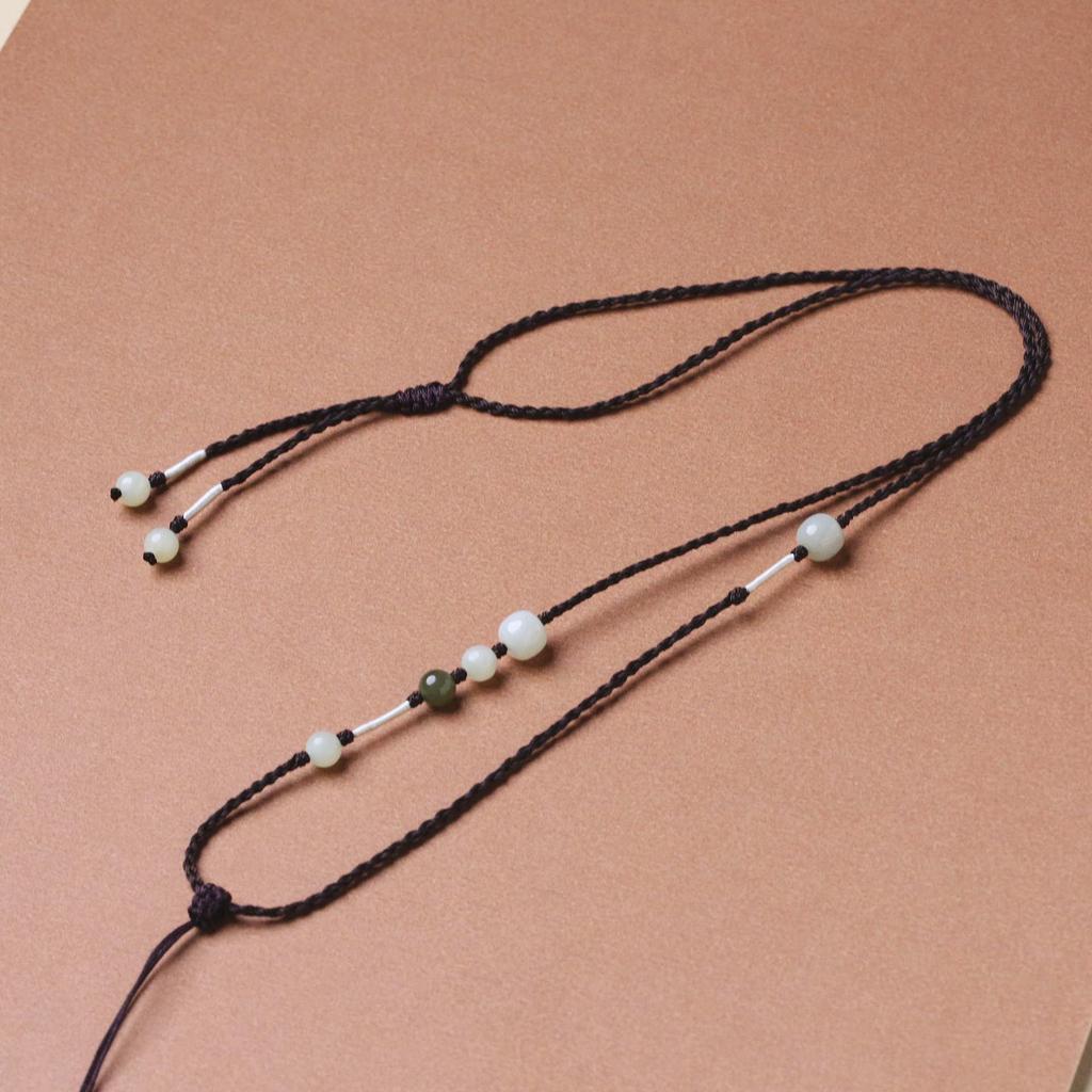 Hetian Jade Unisex Handmade Pendant with Adjustable Rope