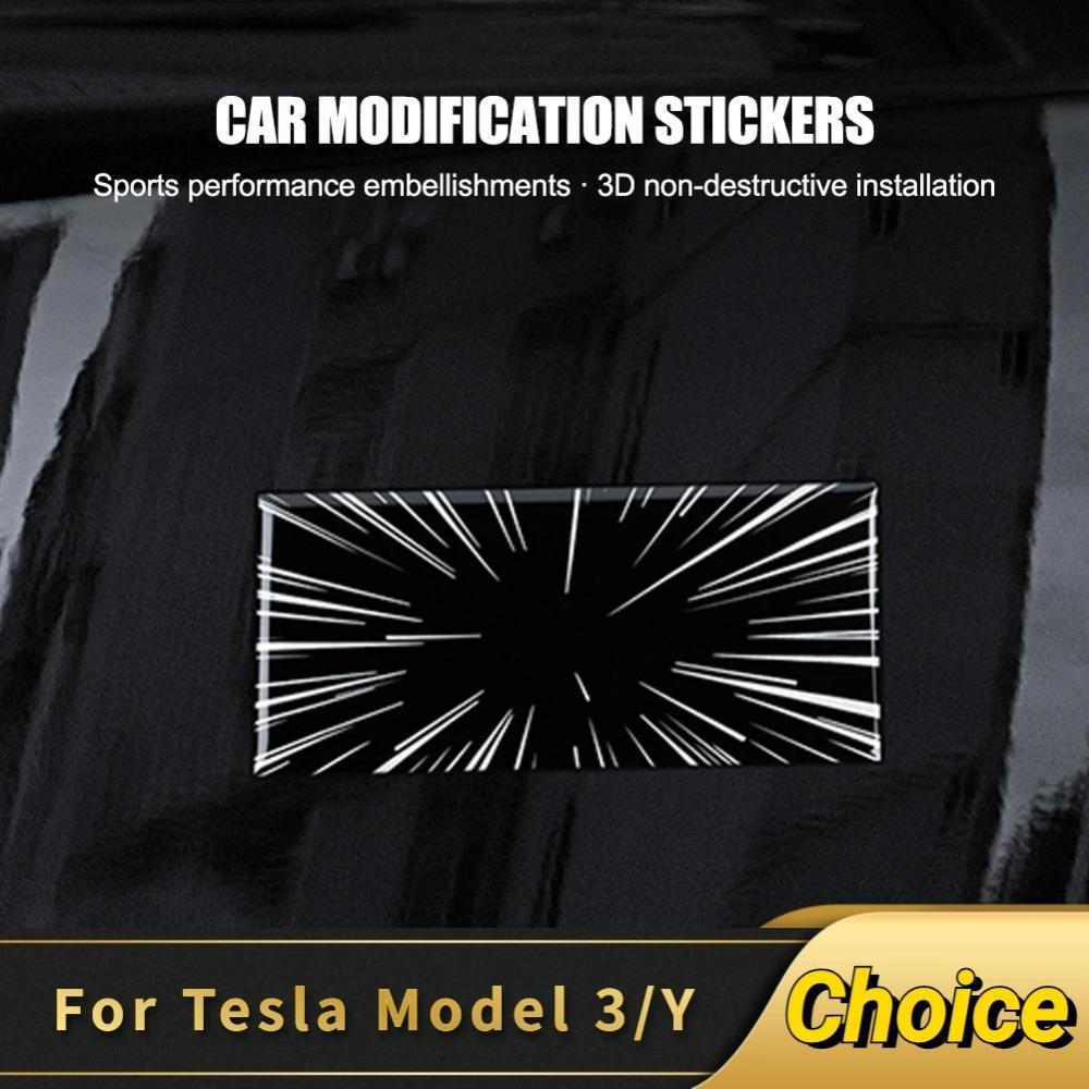 For Tesla Model 3 X Y S Car Time Space Tunnel Logo Trunk Badge Emblem Decals Resin Sticker Plaid Ludicrous Styling Accessories