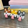 Chaveiro Figura de Cachorro de Plástico Pingente em Forma de Cachorro de Desenho Animado Corgi Fofo Estatueta Engraçada Presente