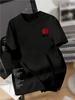 2026 Women Lady Men's Rose Print Crew Neck Short Sleeve T-Shirt Summer Fashionable Casual Top