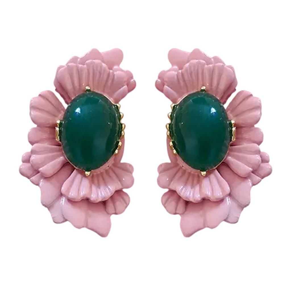 Turquoise Charm Earrings Flower Ear Studs For Women Alloy Jewelry Perfect For Daily Outfits And Special Occasions