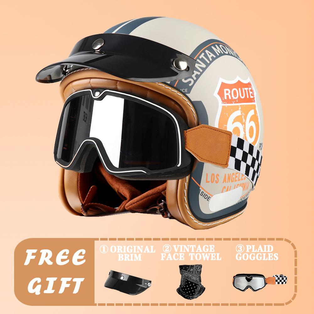 VGV DOT Certification Retro Prince Motorcycle Motorcycle Men and Women Japanese 3/4 Helmet Summer Electric Car Gourd Helmet Ridi