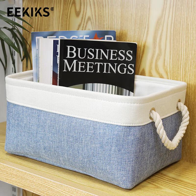 EEKIKS Foldable Cotton Linen Storage Basket