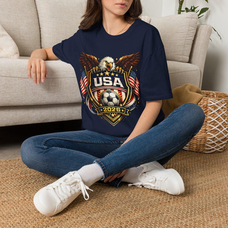 USA 2026 Soccer T-Shirt, American Eagle Shirt, USA World Cup Fan Tee, Patriotic Football Shirt, USA Soccer Supporter Gift S