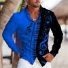 Music Piano Print Long Sleeve Shirt, Stylish Casual Men's Top