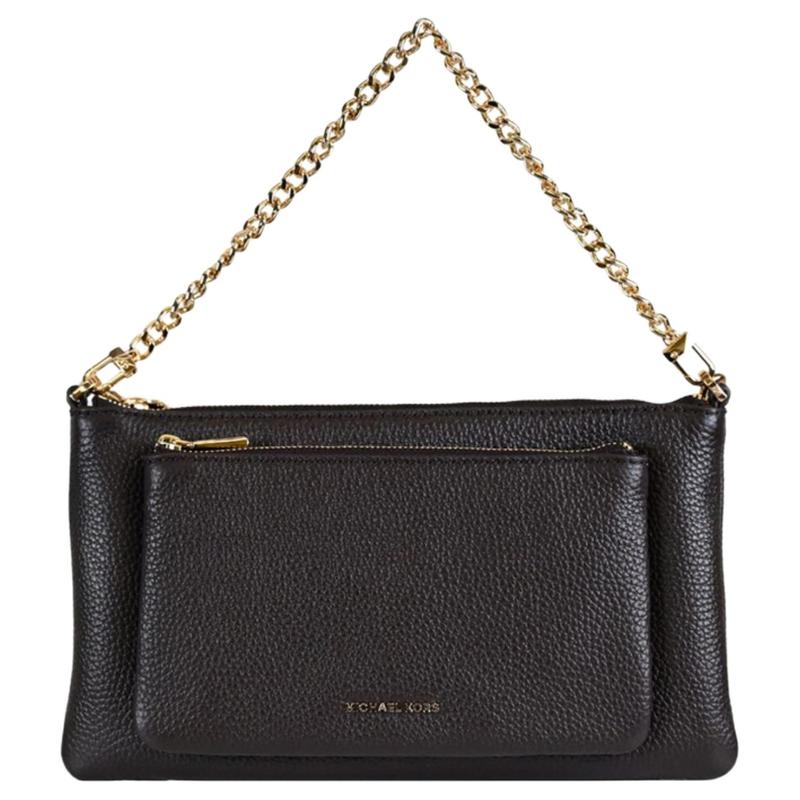 MICHAEL KORS Jet Set Logo Hammered Leather Shoulder Bag Medium Women s Black чёрный