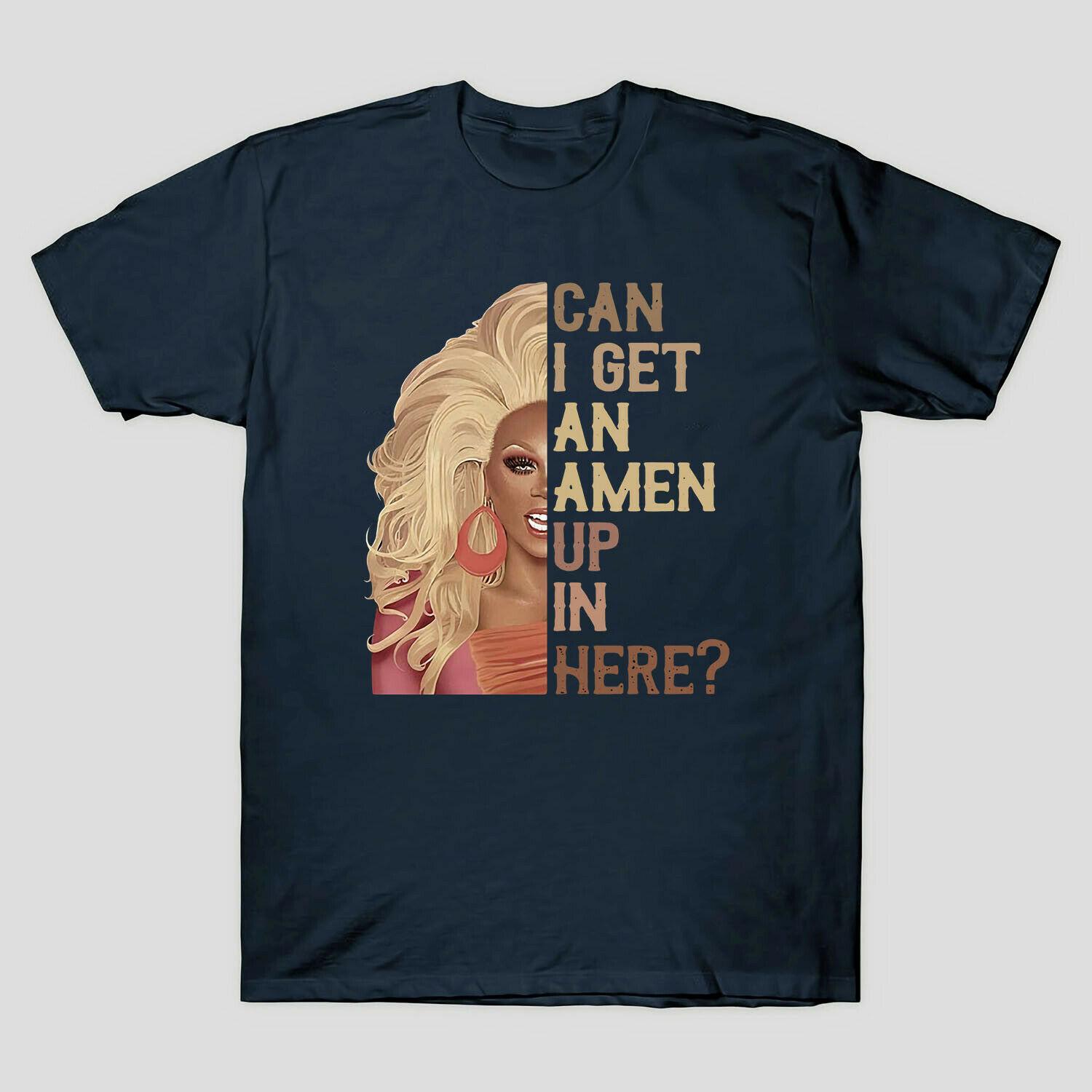 

Rupaul S Drag Race Могу ли я услышать аминь здесь Винтажный модный бренд Мужские Летние Принтованные Повседневные Мужские Брендовые Футболки на Заказ 4XL