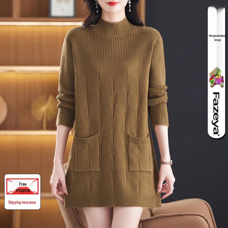 

Hengyuanxiang Women s Winter Half-High Neck Sweater with Pockets Extra Large 115