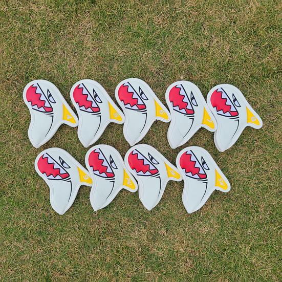 9Pcs Lightweight Waterproof Faux Leather Golf Club Covers Shark Shape Golf Iron Head