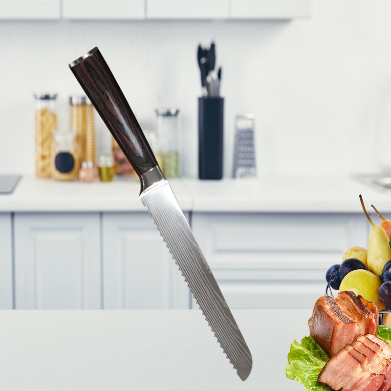 Laser 8-inch Chef's Knife Fruit Knife Bread Knife Stainless Steel Knife with Sharp Edge Japanese Knife Kitchen Knife