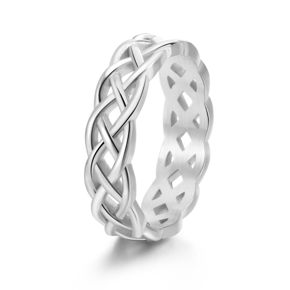 18K Gold Plated Braided Cross Hollow Titanium Steel Couple Rings Unisex Fashion Jewelry