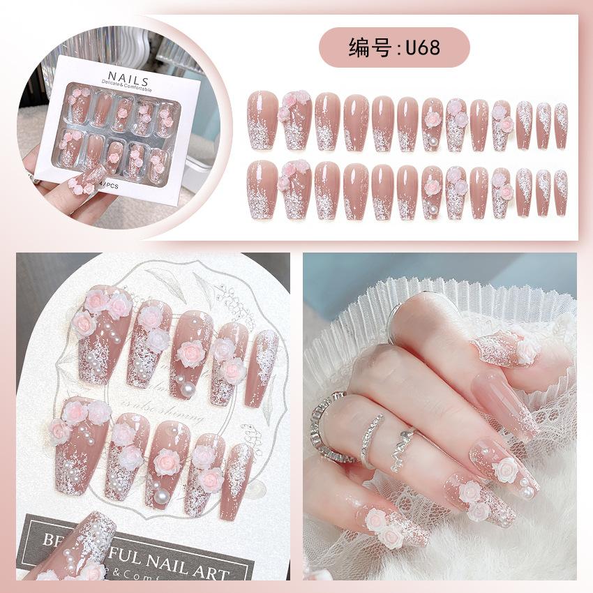 Handmade Nail Art Wearing Nail Finished Products Advanced Pure Wind Nail Patch Finished Products Full Diamond Big Diamond Nail Patch Collection Wearable style